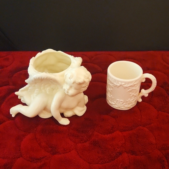 Ceramic Angel Candle Holder With Small Mug - Picture 2 of 4